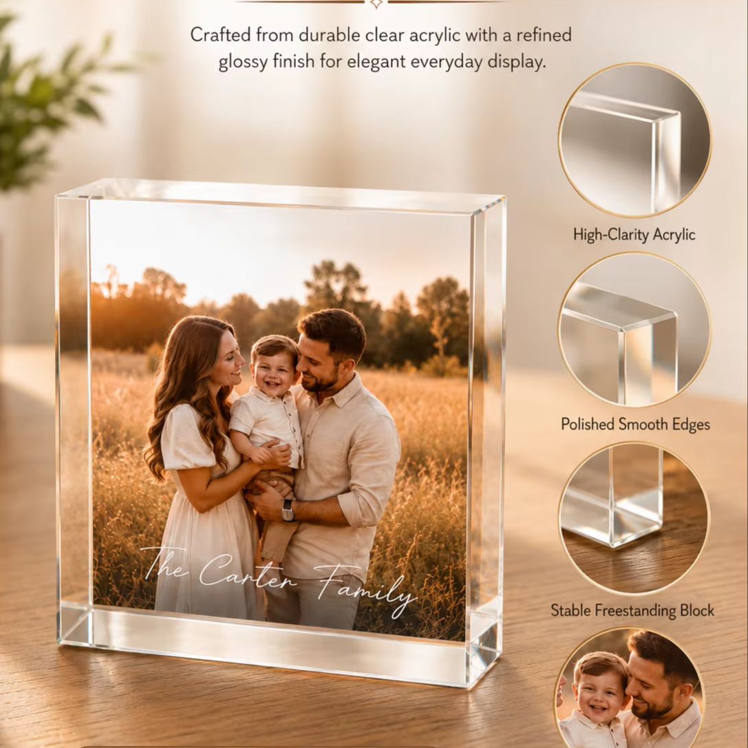 Photo Acrylic Block - Personalized Family Acrylic Photo Block, Custom