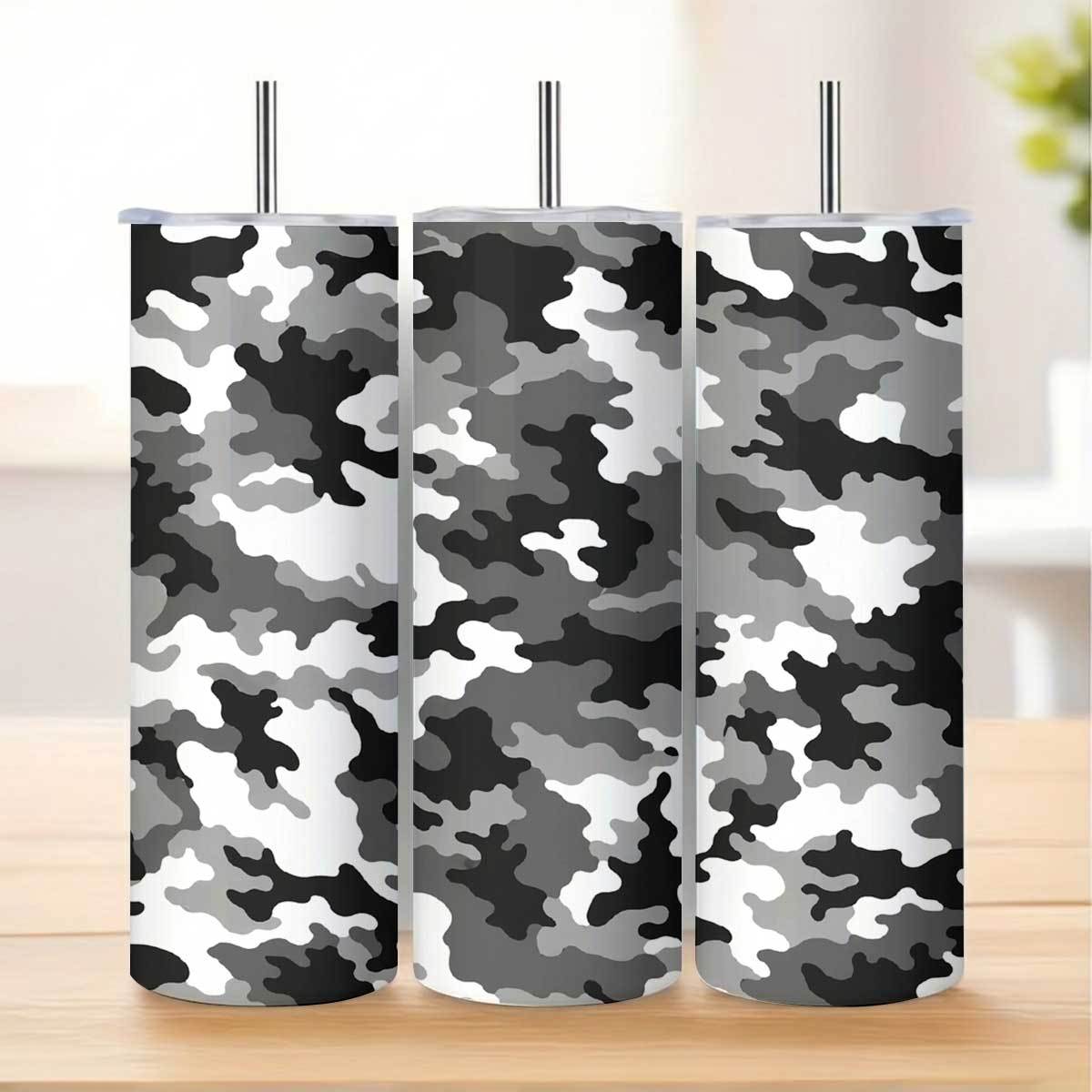 1pc 20Oz Gray Black White Camo - Tumbler 20Oz White recension och pris